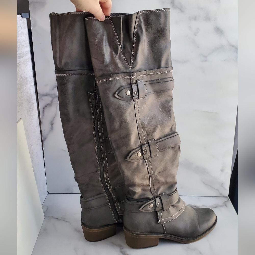 American Rag Dukee Grey Faux Leather Boots - 8.5